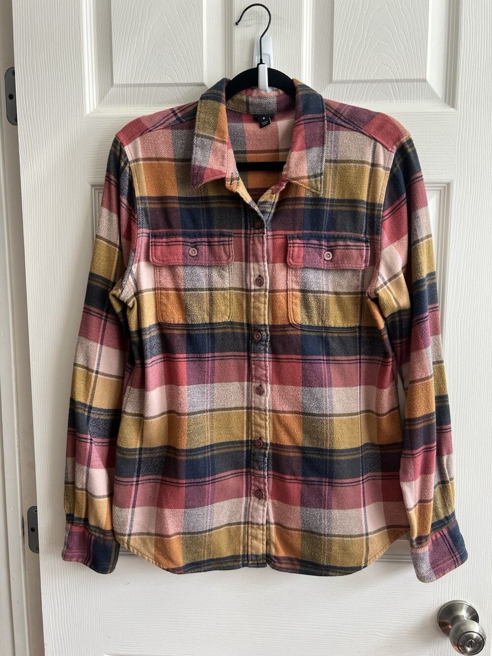 PATAGONIA Women's Fjord Plaid Fleece Medium Weight Button Down Shirt Sz M